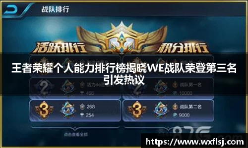 王者荣耀个人能力排行榜揭晓WE战队荣登第三名引发热议
